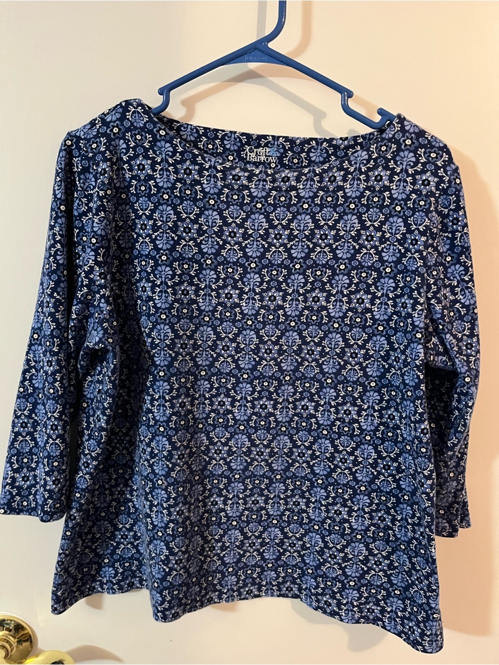 croft & barrow Navy Blue Floral-Pattern Boatneck large